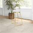 Bergman Luxury Cream Boucle Fabric Tufted Kitchen Counter Gold Metal Stool