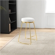 Bergman Luxury Cream Boucle Fabric Tufted Kitchen Counter Gold Metal Stool
