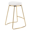 Bergman Luxury Cream Boucle Fabric Tufted Kitchen Counter Gold Metal Stool