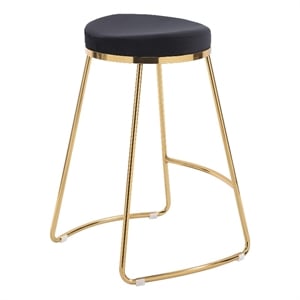 Bergman 26.2&quot Velvet Upholstered Counter Stool in Black/Gold