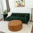 Tamsin Living Room Tan Genuine Leather Round Ottoman