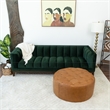 Tamsin Living Room Tan Genuine Leather Round Ottoman