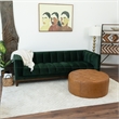 Tamsin Living Room Tan Genuine Leather Round Ottoman