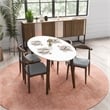 Aslan Modern Solid Wood Walnut Oval Dining Room Table and Chair Set for 4