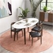 Aslan Modern Solid Wood Walnut Oval Dining Room Table and Chair Set for 4