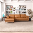 Desmond Cognac Tan Leather Living Room Tufted Left Faced Corner Sectional Sofa