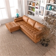 Desmond Cognac Tan Leather Living Room Tufted Left Faced Corner Sectional Sofa