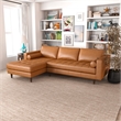 Desmond Cognac Tan Leather Living Room Tufted Left Faced Corner Sectional Sofa