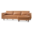 Desmond Cognac Tan Leather Living Room Tufted Right Faced Corner Sectional Sofa