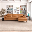 Desmond Cognac Tan Leather Living Room Tufted Right Faced Corner Sectional Sofa