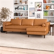 Desmond Cognac Tan Leather Living Room Tufted Right Faced Corner Sectional Sofa