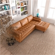 Desmond Cognac Tan Leather Living Room Tufted Right Faced Corner Sectional Sofa