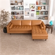 Desmond Cognac Tan Leather Living Room Tufted Right Faced Corner Sectional Sofa