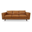 Augusta Modern Style Living Room Cushion Back Genuine Leather Sofa in Tan