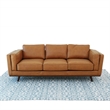 Augusta Modern Style Living Room Cushion Back Genuine Leather Sofa in Tan