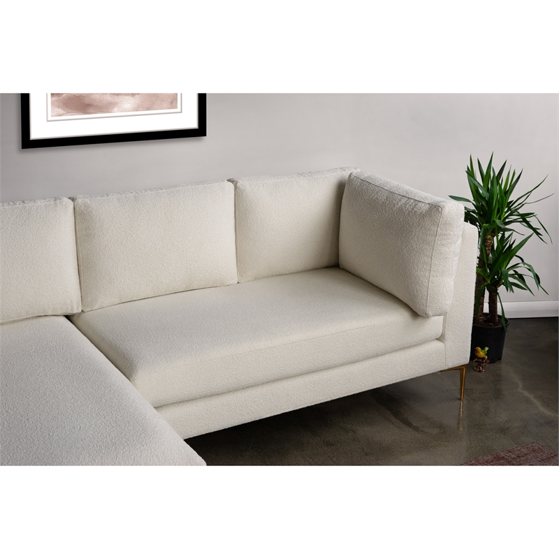 Theodore Living Room Pillow Back Beige Boucle Fabric Left-Facing Sectional Sofa
