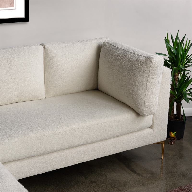 Theodore Living Room Pillow Back Beige Boucle Fabric Left-Facing Sectional Sofa