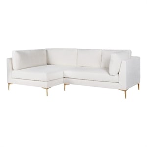 Theodore Living Room Pillow Back Beige Boucle Fabric Left-Facing Sectional Sofa