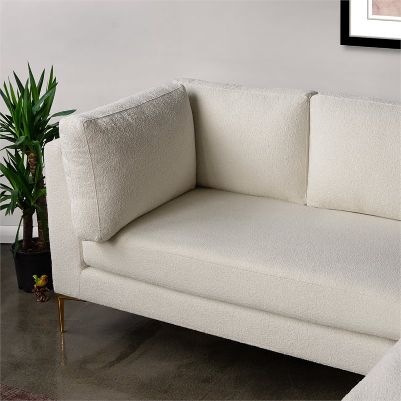 Theodore Living Room Pillow Back Beige Boucle Fabric Right-Facing Sectional Sofa