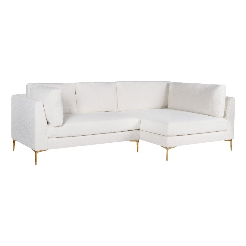 Theodore Living Room Pillow Back Beige Boucle Fabric Right-Facing Sectional Sofa