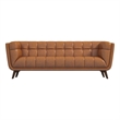 Alosio Modern Living Room Chesterfield Tufted Back Leather Sofa in Genuine Tan