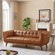 Alosio Modern Living Room Chesterfield Tufted Back Leather Sofa in Genuine Tan