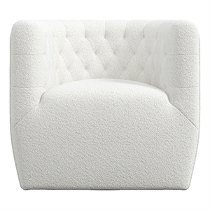 Lutton Modern Living Room Round Back Boucle Fabric Swivel Chair in Cream