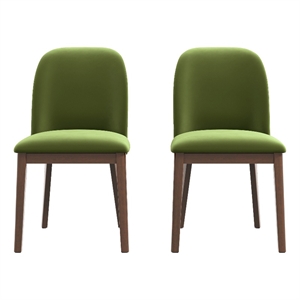 Belar Mid-Century Modern Velvet Dining Chairs in Green (Set of 2)