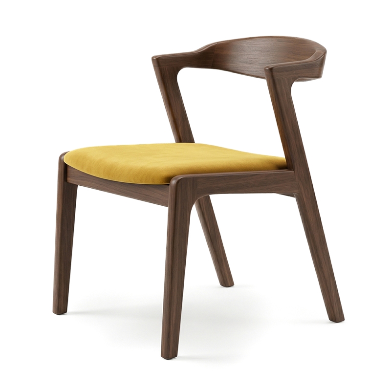 Roxy Mid-Century Modern Velvet Dining Chair in Dark Yellow (Set of 2)