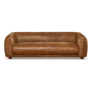 Maylo Mid Century Modern Luxury Italian Leather Couch in Brown Tan
