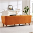 Alosio Mid Century Rectangular Tufted Back Velvet Upholstered Sofa in Orange