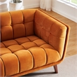Alosio Mid Century Rectangular Tufted Back Velvet Upholstered Sofa in Orange