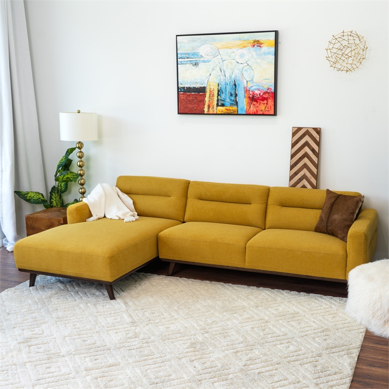 Narvik Dark Yellow Fabric Linen Left-Facing Living Room Corner Sectional Sofa
