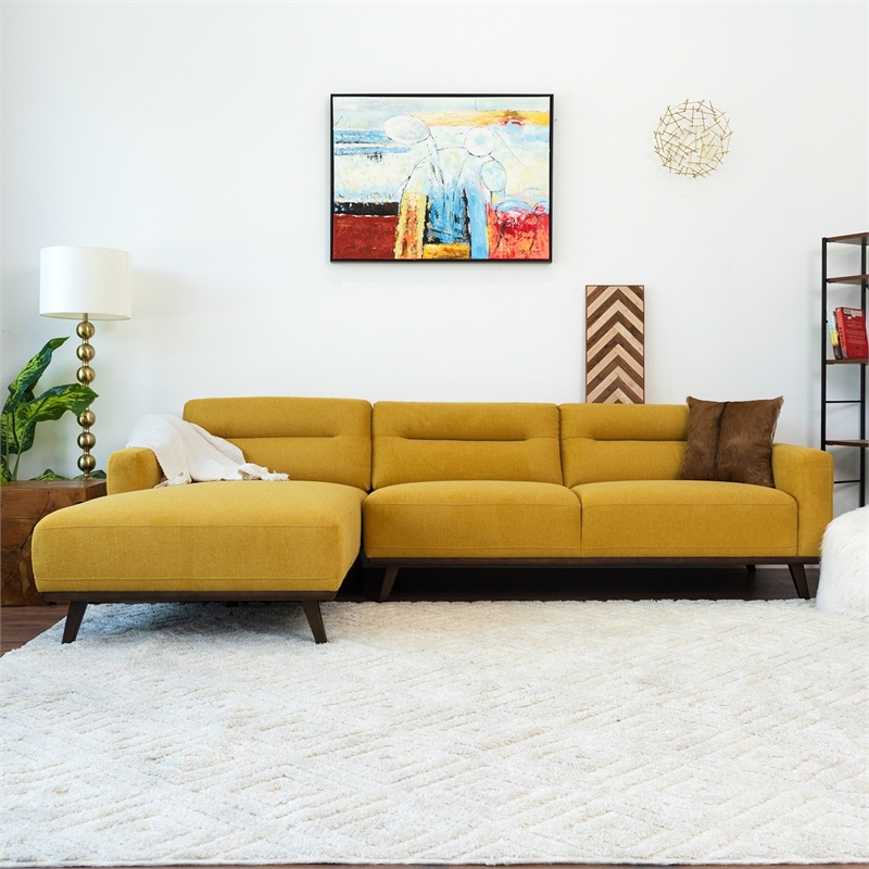 Narvik Dark Yellow Fabric Linen Left-Facing Living Room Corner Sectional Sofa