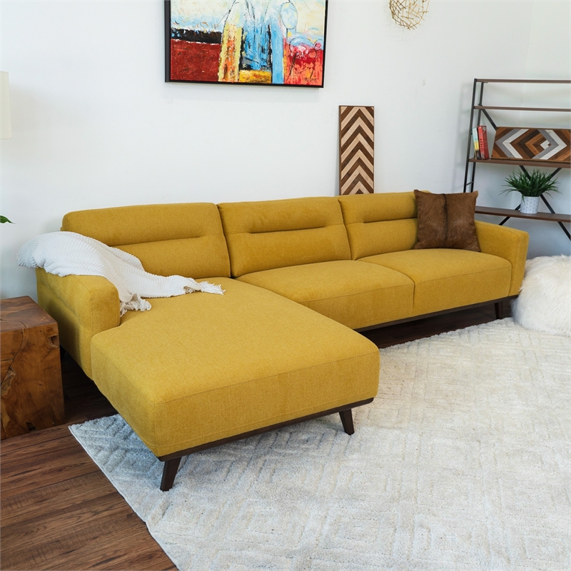 Narvik Dark Yellow Fabric Linen Left-Facing Living Room Corner Sectional Sofa