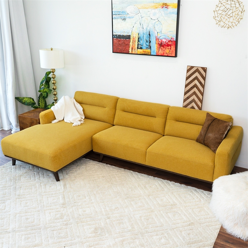 Narvik Dark Yellow Fabric Linen Left-Facing Living Room Corner Sectional Sofa