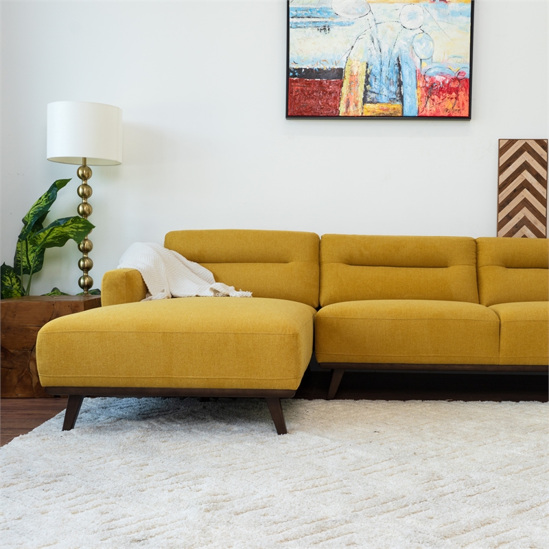 Narvik Dark Yellow Fabric Linen Left-Facing Living Room Corner Sectional Sofa