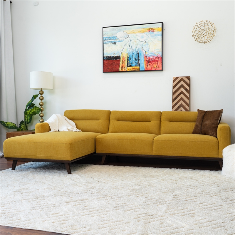 Narvik Dark Yellow Fabric Linen Left-Facing Living Room Corner Sectional Sofa