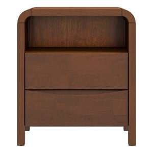 Arton Mid Century Solid Wood Walnut Nightstand Bed Side Tables with 2 Drawers