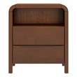 Arton Mid Century Solid Wood Walnut Nightstand Bed Side Tables with 2 Drawers
