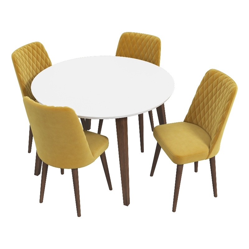Palm Modern Solid Wood Walnut Dining Table and Chair Dining Room Set for 4