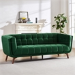 Alosio Living Room Rectangular Tufted Back Velvet Upholstered Sofa in Dark Green