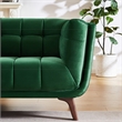 Alosio Living Room Rectangular Tufted Back Velvet Upholstered Sofa in Dark Green