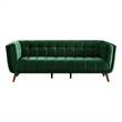 Alosio Living Room Rectangular Tufted Back Velvet Upholstered Sofa in Dark Green