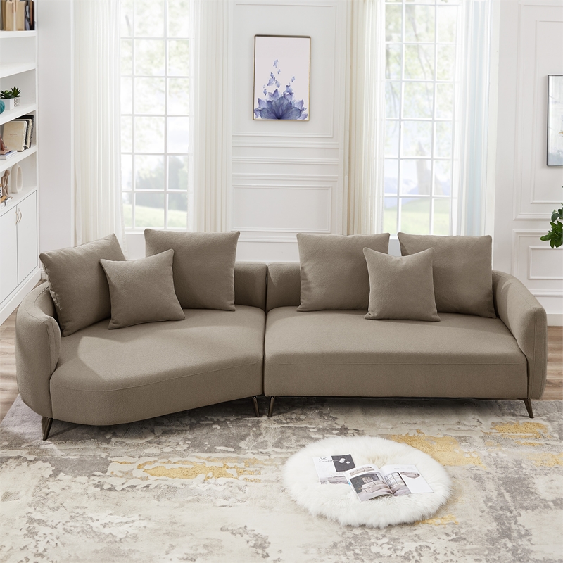 Ashcroft Lusitania Fabric & Solid Wood Left Facing Sectional Sofa in Mocha