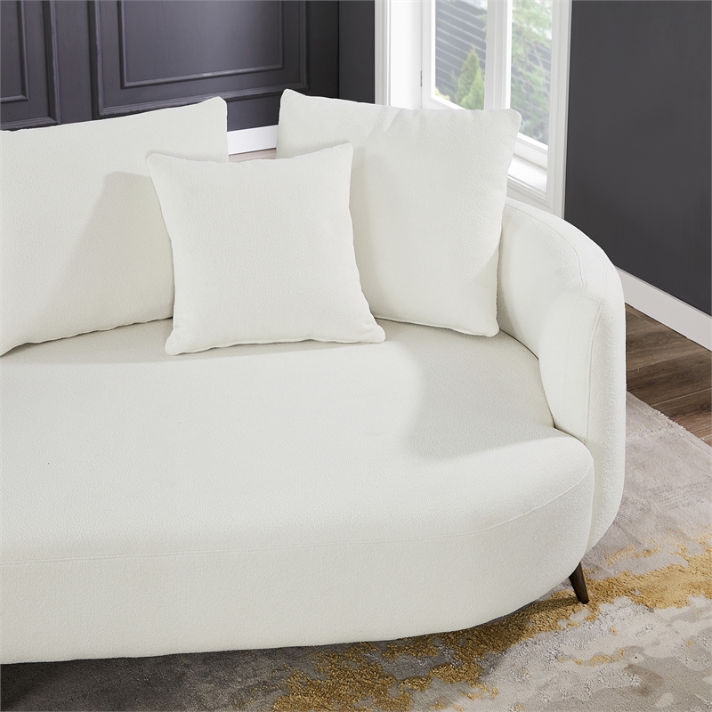 Lusitania Fabric & Solid Wood Right Facing Sectional Sofa in Cream