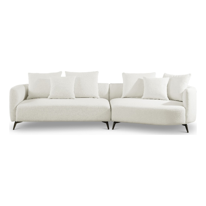 Lusitania Fabric & Solid Wood Right Facing Sectional Sofa in Cream