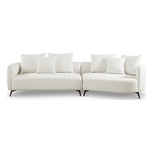 Lusitania Fabric & Solid Wood Right Facing Sectional Sofa in Cream