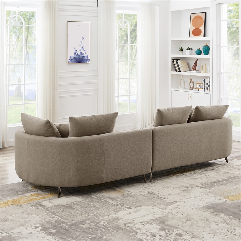 Lusitania Fabric & Solid Wood Right Facing Sectional Sofa in Mocha