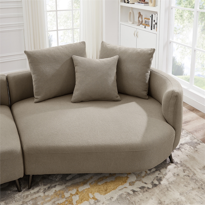Lusitania Fabric & Solid Wood Right Facing Sectional Sofa in Mocha